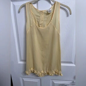 Esley (Anthropologie) Ruffle Fringe Bottom Tank Shirt Top Small Light Yellow